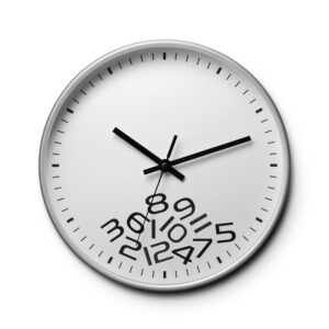 The end of time. Clock with fallen numbers.